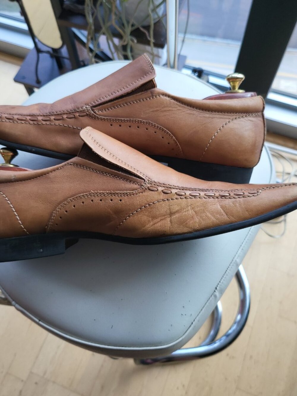 Steve Madden Men's Tan Leather Slip-On Shoes